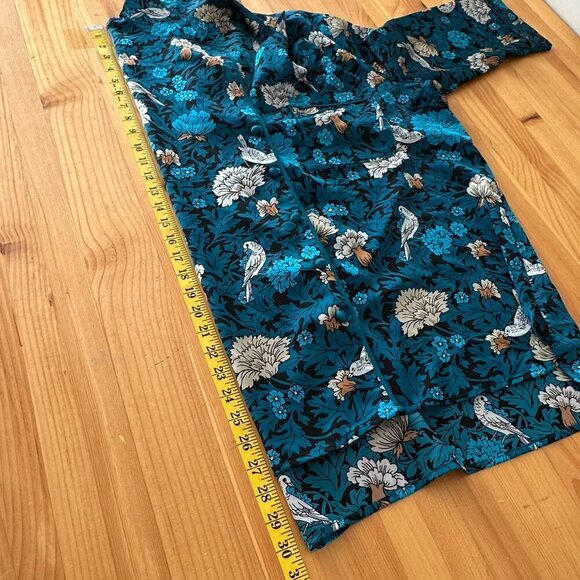 Ann Taylor Pajama Women L Blue Floral & Bird Pajama Top Pant Set Sleep - Picture 14 of 16